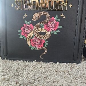 Steve Madden Black Crossbody Bag with Floral Snake Print